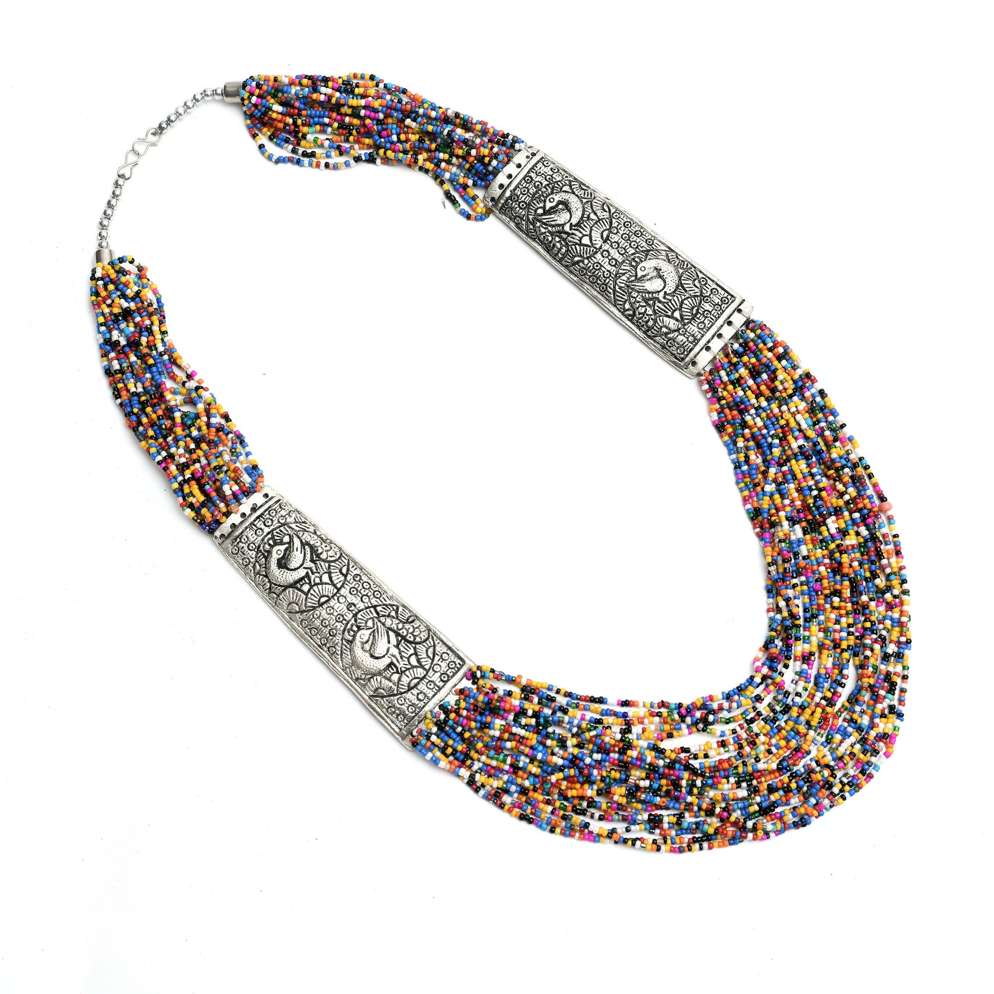 Mominos Fashion Johar Kamal Oxidised Multi Beads Long Statement Necklace For Women | Swadesiicart