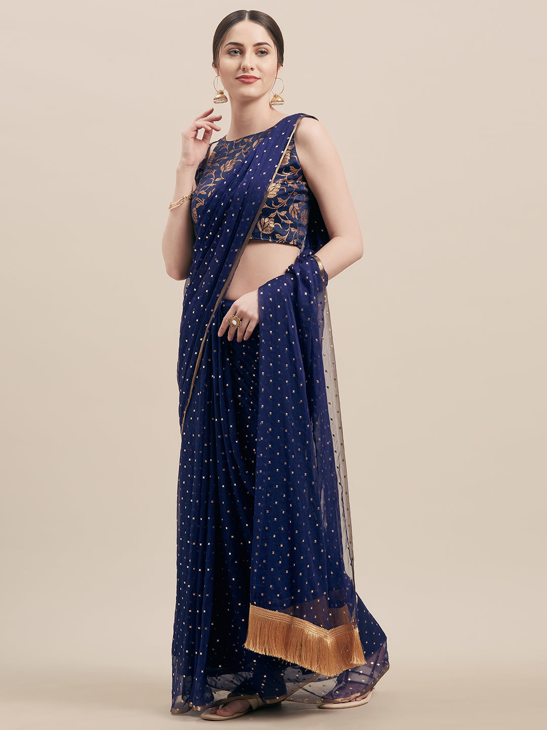 Tikhi Imli Blue Embellished Saree | Swadesiicart