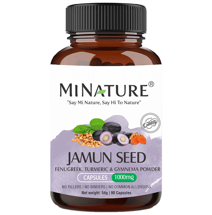 Minature Jamun Seed Fenugreek, Turmeric and Gymnema Powder Capsules | Swadesiicart