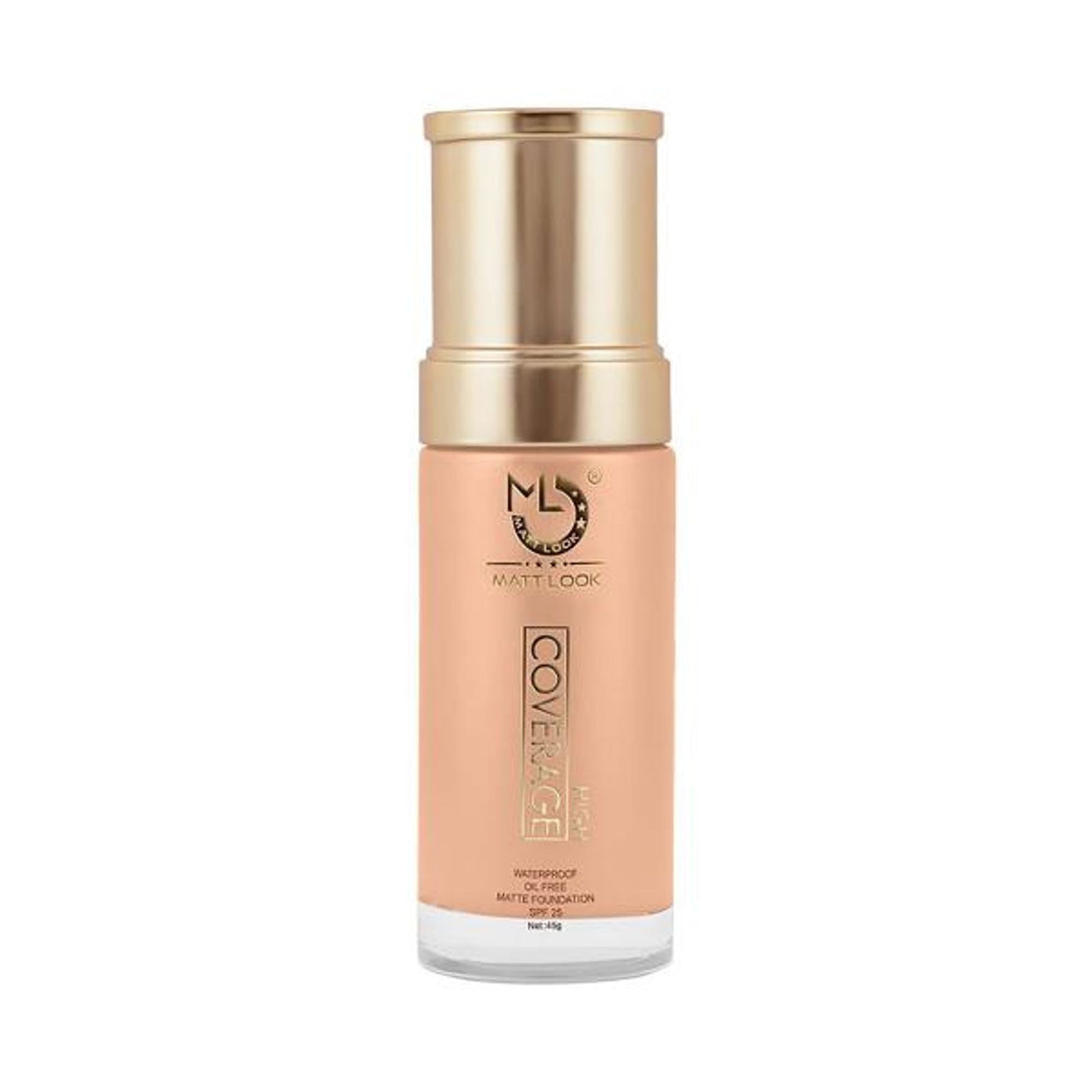 Matt Look High Coverage Waterproof Oil Free Matte SPF 25 Foundation - Light - Swadesiicart