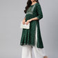 Kalini Ethnic Motifs Printed High Slit Mirror Work Kurta - Swadesiicart