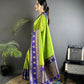Joban Fashion Parrot Green Banarasi Soft Silk Woven Butti Saree | Swadesiicart