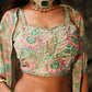 Green Pure Georgette Handwork Top with Skirt & Shrug - Naomika - Swadesiicart