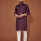 Anaita Purple Embroidered Cotton Straight Kurta
