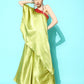 InWeave Women's Olive Red Brocade Satin Oneshoulder Kurta Set - Swadesiicart