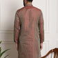Sojanya Men Maroon & Golden Ethnic Motifs Jacquard Silk Kurta | Swadesiicart