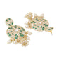 Shoshaa Green & Gold-Polished Kundan Studded Contemporary Jhumkas Earrings | Swadesiicart