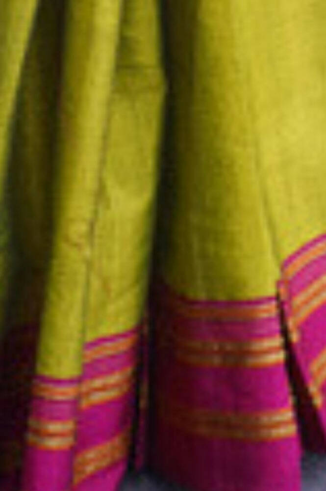 Very Much Indian Handloom Cotton Viscose Ilkal Saree - Bright Green | Swadesiicart