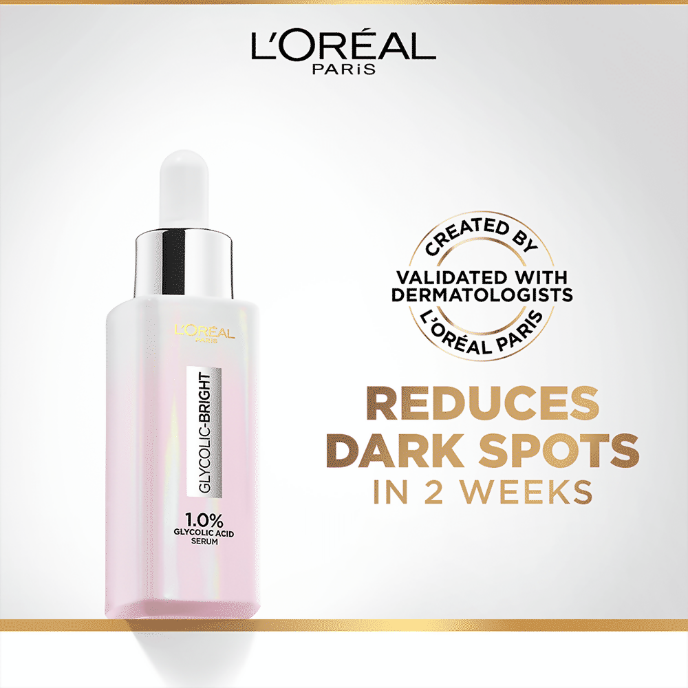 L'Oreal Paris Glycolic Acid Glowing And Protecting CSMS (Cleanser, Serum, Moisturizer, Sunscreen) Regime Kit | Swadesiicart