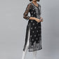 ADA Women Black & White Paisley Chikankari Embroidered Straight Handloom Kurta | Swadesiicart