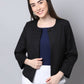 Even Apparels Black 100% Viscose Open Front Statement Women's Jacket | Swadesiicart
