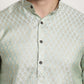 Sojanya Men Green & Beige Ethnic Motifs Jacquard Woven Design Straight Kurta | Swadesiicart