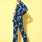 InWeave Women's Indigo Criss Cross Belted Coord Set - Swadesiicart