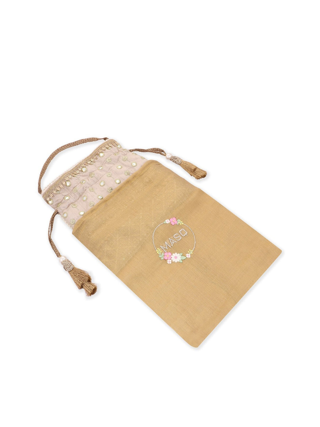 Masq Black & White Embroidered Potli Clutch - Swadesiicart