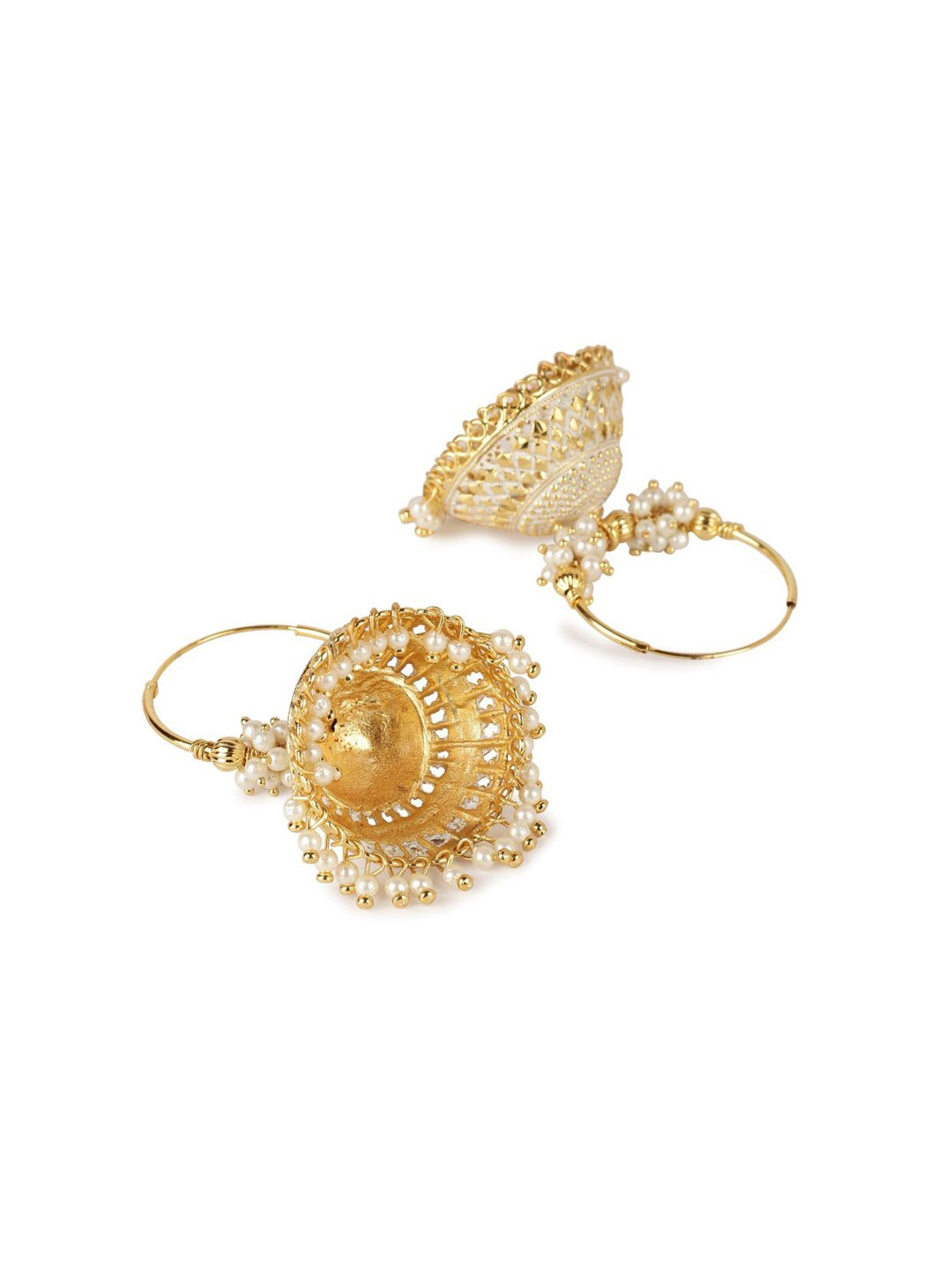 Gold-Polished Alloy Hoop And Jhumki Earrings - The Pari - Swadesiicart