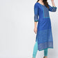 Indian Clothing Cheera Hand Block Print Royal Blue Color Straight Kurta | Swadesiicart