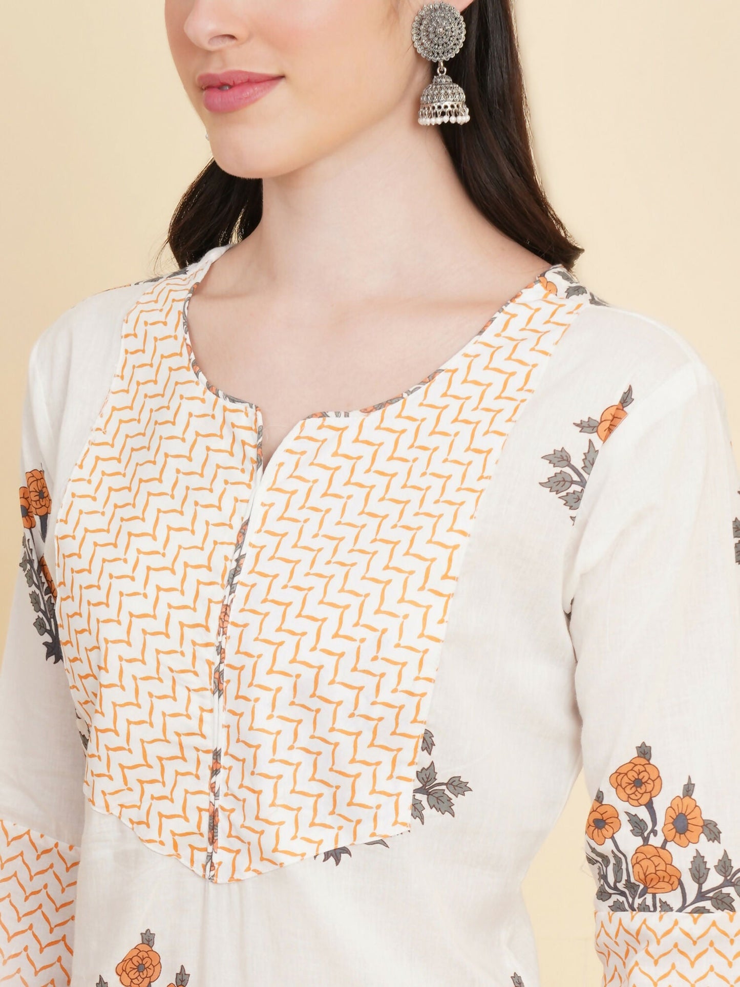 Designer Stylish white cotton Stitched Suit With Dupatta - Tanisha | Swadesiicart
