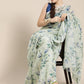 Saree Mall Blue Floral Sequinned Linen Blend Chanderi Saree | Swadesiicart