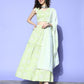 Ahalyaa Pure Cotton Green & White Printed Khari Print Ready to Wear Lehenga & Blouse With Dupatta | Swadesiicart