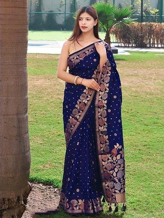 Kalini Woven Design Zari Silk Blend Banarasi Saree | Swadesiicart