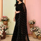 Aafreen Partywear Designer Black Georgette Fancy Saree