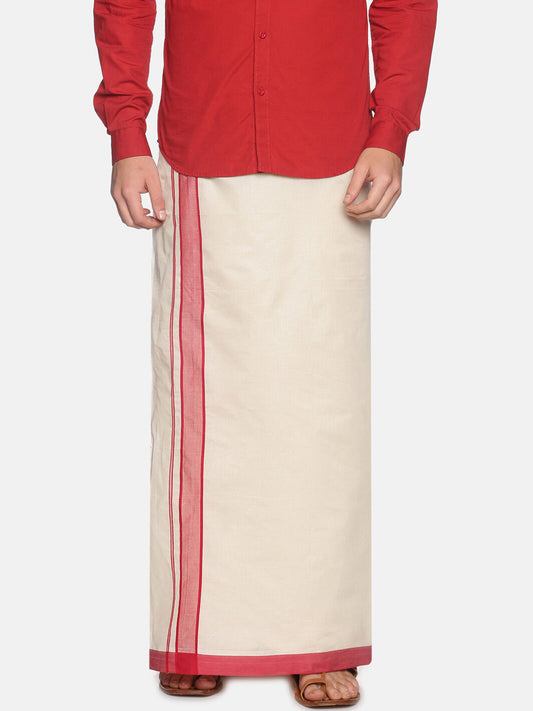 Sethukrishna Off White Traditional Kerala Double Mundu For Men | Swadesiicart