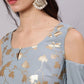 Aks Floral Printed Cold Shoulder Sleeves Pure Georgette Anarkali Kurta