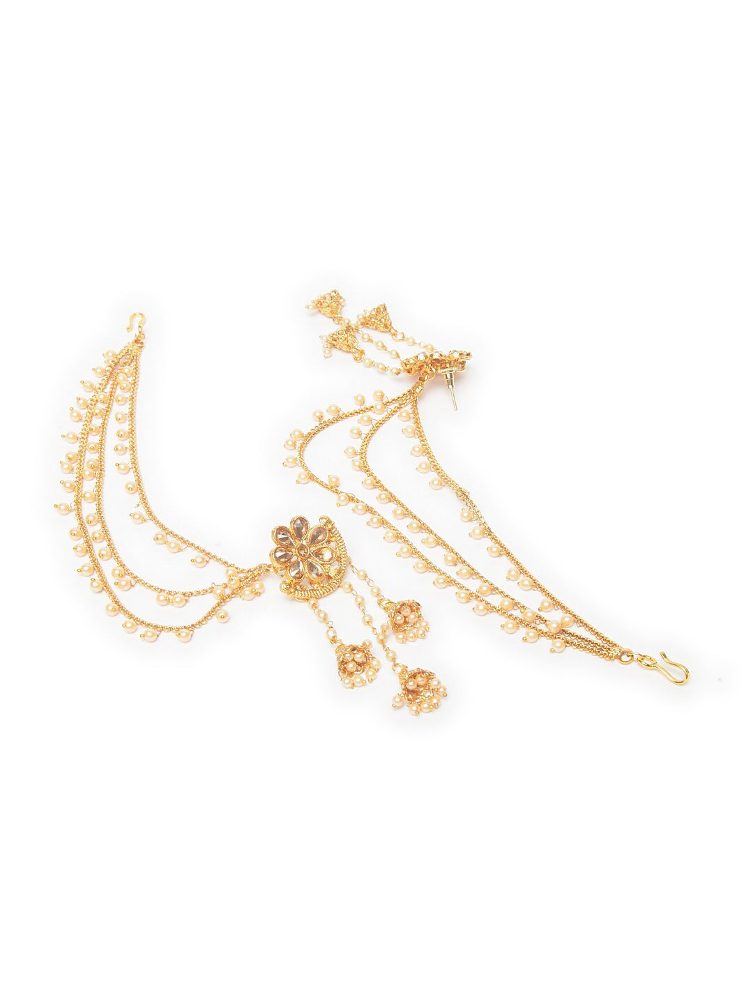 Shining Diva Gold-Polished Taselled Classic Jhumkas | Swadesiicart