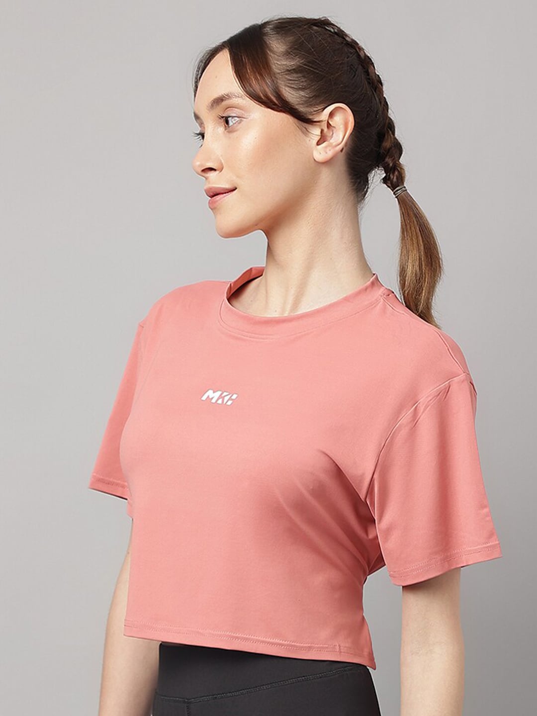 MKH Round Neck Short Sleeves Dri-FIT Yoga Sports Crop T-shirt - Swadesiicart