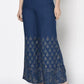 Aniyah Rayon Blue Color Gold Print Flared Slip-On Palazzo (AN-209K)