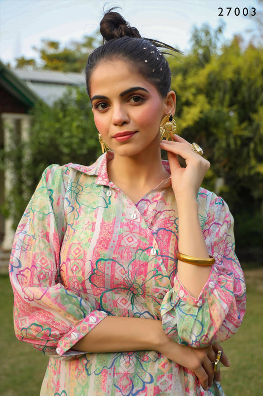 Women's Casual Fashionable Multi Mull Cotton co-ord set - Anya - Swadesiicart