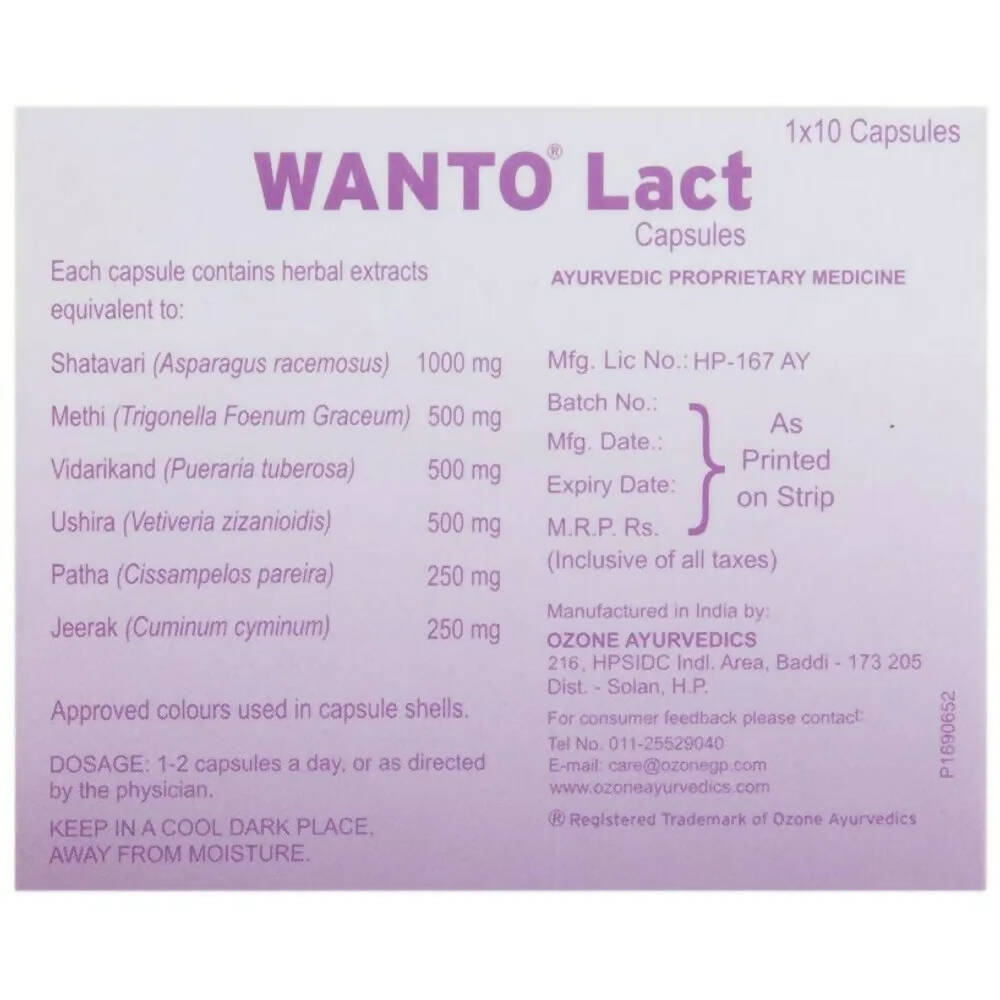 Ozone Ayurvedics Wanto Lact Capsules | Swadesiicart
