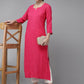 ADA Women Magenta & Magenta Ethnic Motifs Embroidered Chikankari Georgette Kurta | Swadesiicart