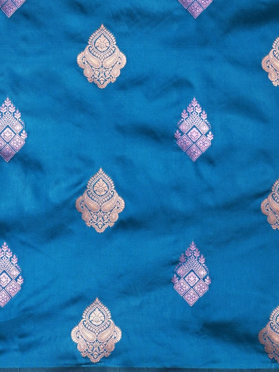 Anouk Blue & Gold-Toned Ethnic Motifs Woven Design Banarasi Saree | Swadesiicart