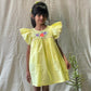 ArthLife Yellow Flower Embroidered Lace Dress