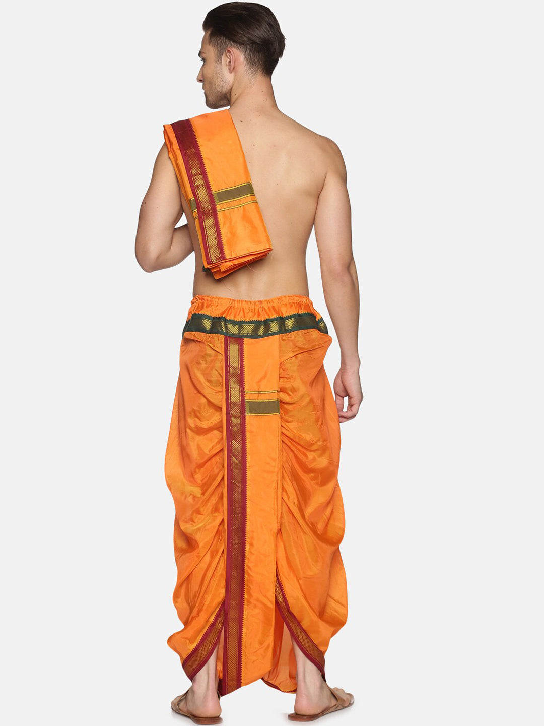 Sethukrishna Men Orange Readymade Dhotis | Swadesiicart