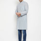 Even Apparels Grey Pure Cotton Men's Long Kurta With Band Collar | Swadesiicart