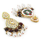 Gold-Toned White Kundan Contemporary Gold-Polished Jhumkas Earrings - Ruby Raang | Swadesiicart