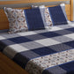 Home Sizzler Blue & White 210 TC Queen Geometric Cotton Bedsheet with 2 Pillow Covers - Swadesiicart