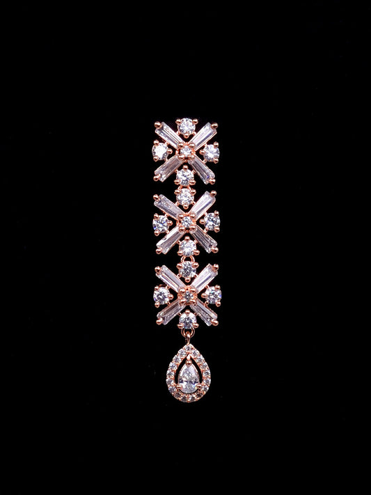 Saraf RS Jewellery Rose Gold-Polished American Diamond Studded Handcrafted Jewellery Set - Swadesiicart