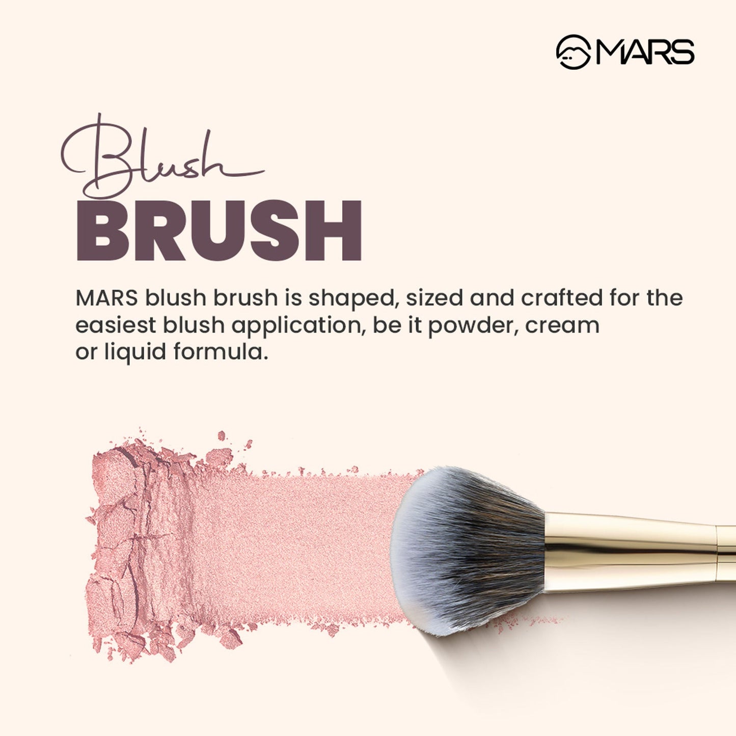 MARS Cosmetics Artist's Arsenal Professional Blush Brush - Golden - Swadesiicart