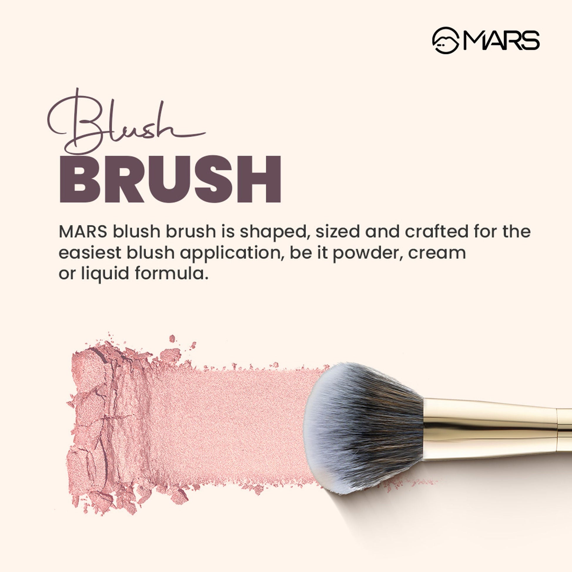 MARS Cosmetics Artist's Arsenal Professional Blush Brush - Golden - Swadesiicart