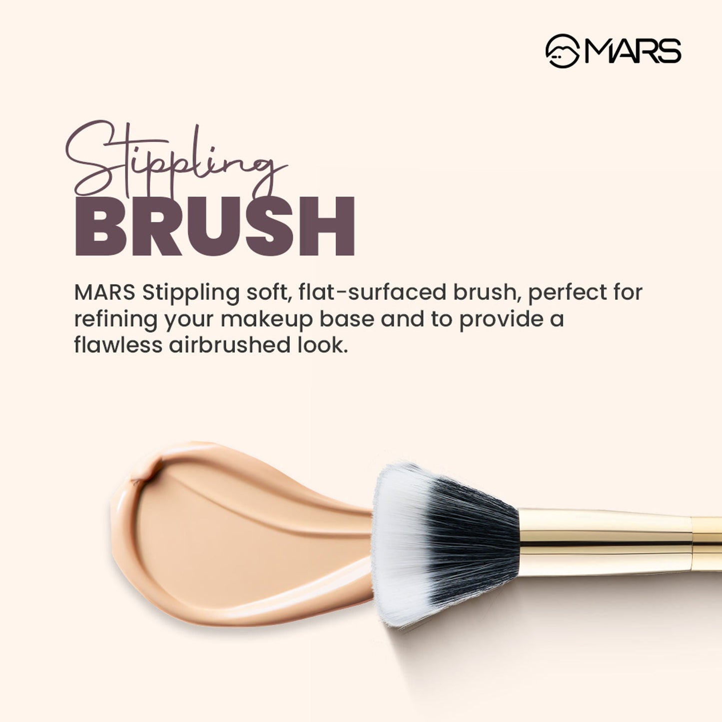 MARS Cosmetics Artist's Arsenal Professional Stippling Brush - Golden - Swadesiicart