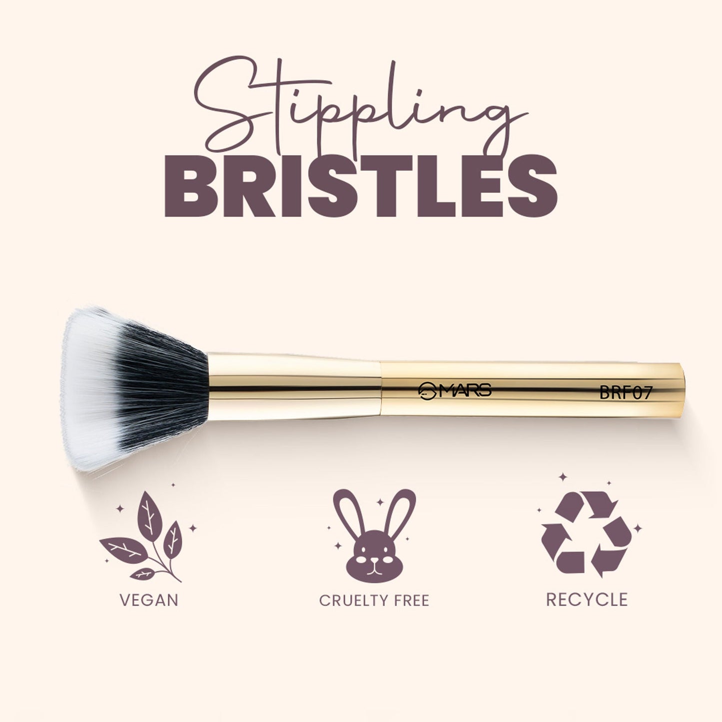MARS Cosmetics Artist's Arsenal Professional Stippling Brush - Golden - Swadesiicart