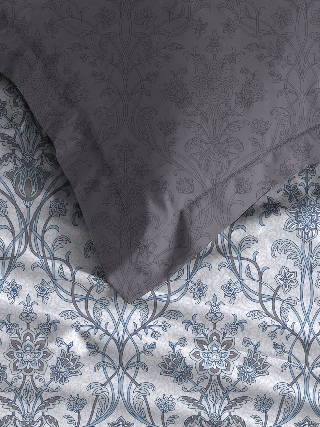 MYTRIDENT Dusk and Dawn Blue Ethnic Motifs Cotton 144 TC Queen Bedsheet 2 Pillow Covers - Swadesiicart