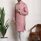 Sojanya Men Pink & Off-White Woven Design Kurta with Churidar | Swadesiicart