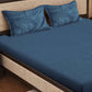 KLOTTHE Turquoise Blue 300 TC Woolen Fitted King Bedsheet With 2 Pillow Covers - Swadesiicart