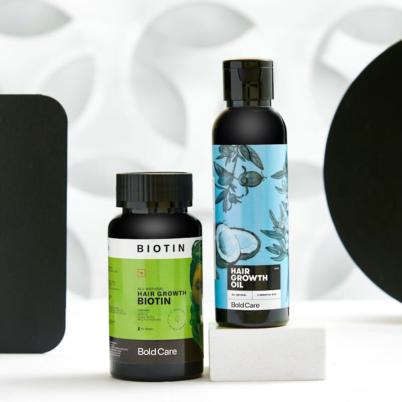 Bold Care Hair Growth Oil + Biotin Supplements Combo | Swadesiicart