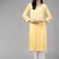 ADA Floral Embroidered Lucknowi Chikankari Cotton Silk Straight Kurta | Swadesiicart