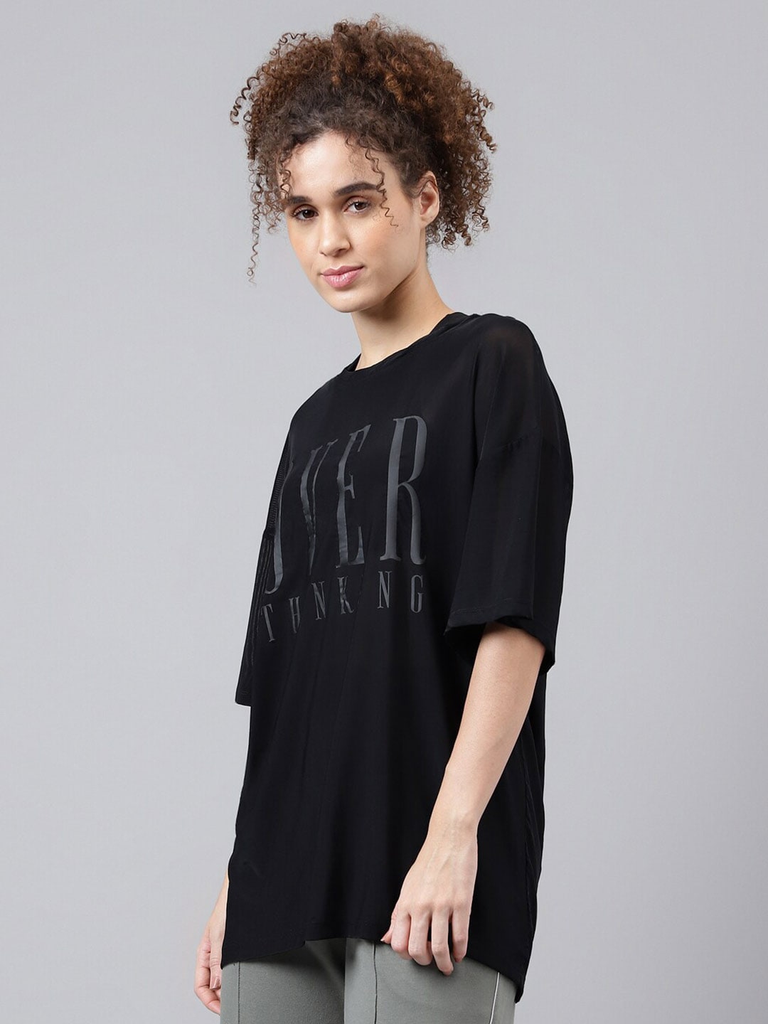 MKH Typography Printed Relaxed Fit Sheer Dri-FIT T-shirt - Swadesiicart
